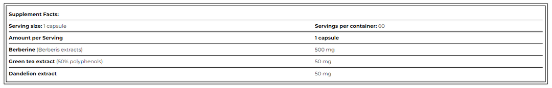 Berberine HCl with GreenTea & Dandelion